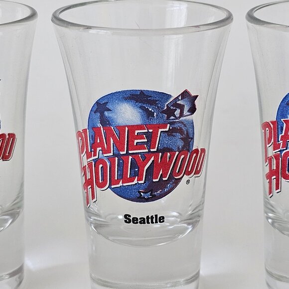 Planet Hollywood Shot Glasses 3.5" Tall - Vancouver, Las Vegas, Seattle, Puerto - Picture 4 of 6